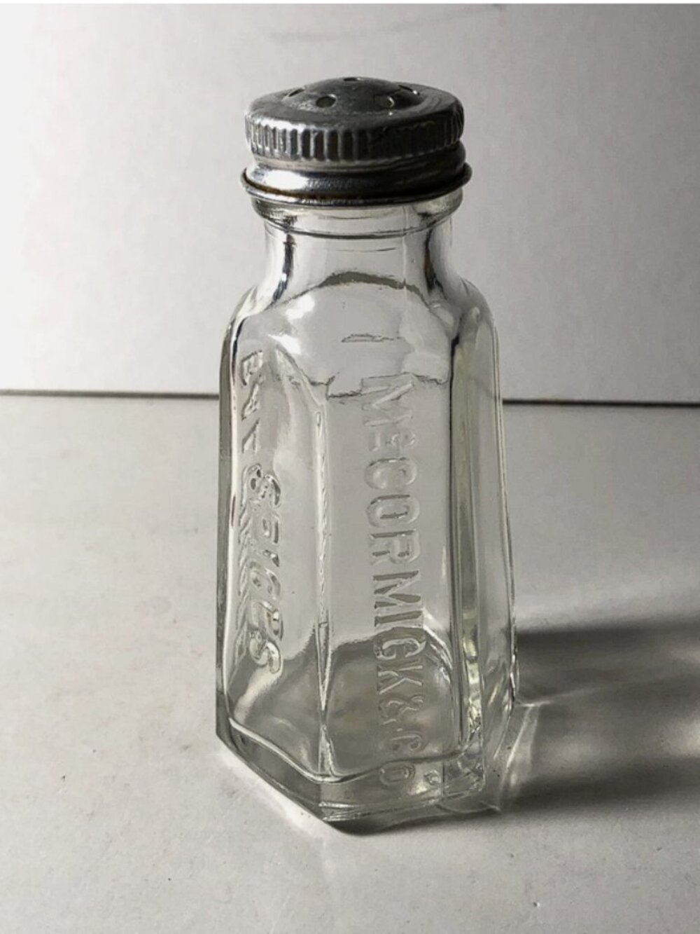 Vintage McCormick & Co. Glass Spice Bottle with Shaker Cap - 4"
